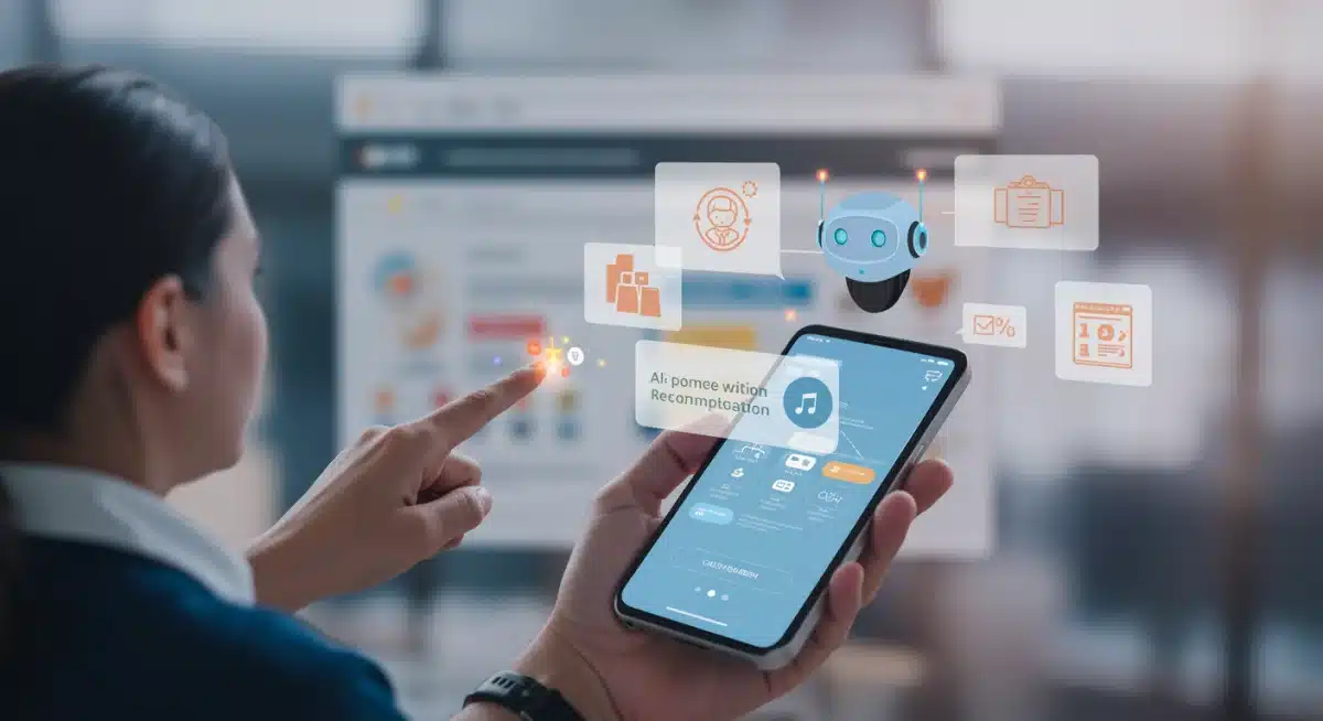 Customer interacting with an AI chatbot for personalized product recommendations.