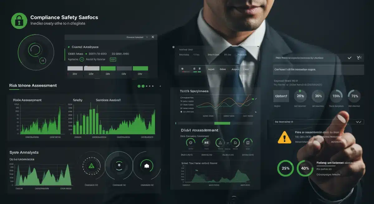 Digital dashboard showing product safety compliance metrics and risk assessment