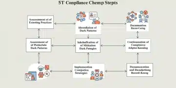 Flowchart of 5 compliance steps for FTC dark patterns