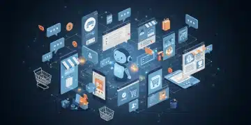 Conversational Commerce: 5 Key E-commerce Trends for 2025 Futuristic digital interfaces illustrating conversational commerce trends in e-commerce for 2025.