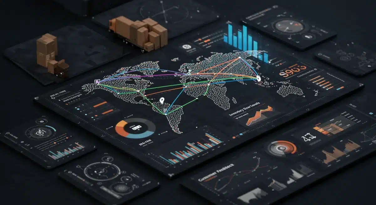 Data analytics dashboard optimizing e-commerce supply chain logistics