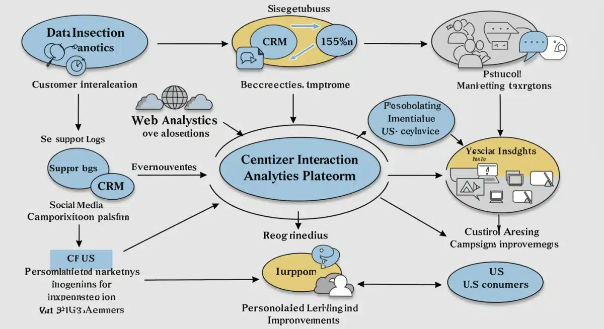 Data flow from customer touchpoints to analytics and personalized marketing