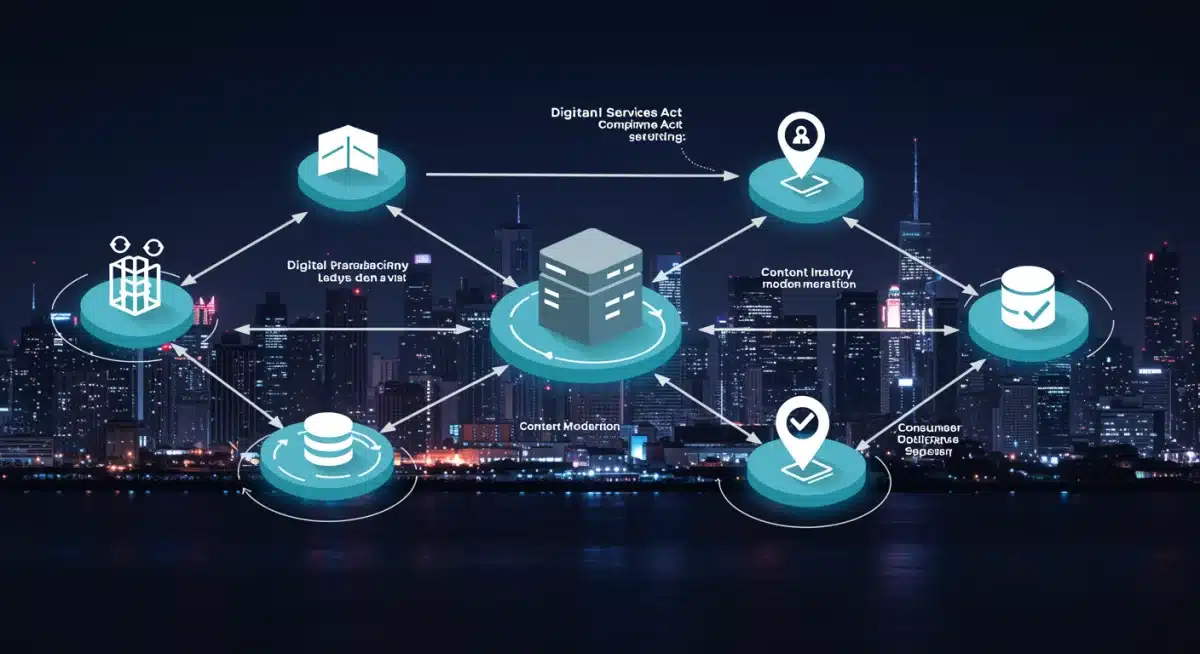Infographic illustrating DSA compliance pillars for digital platforms