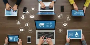 E-commerce Accessibility Laws 2025: Key Changes & Financial Impact Diverse individuals online shopping with accessibility icons, representing e-commerce compliance.