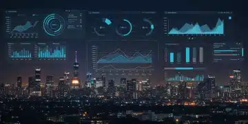 Futuristic digital marketing dashboard showing advanced A/B/n test results and AI insights for 2025.