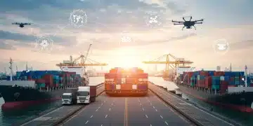 Global supply chain network with digital overlay, symbolizing e-commerce resilience and innovation