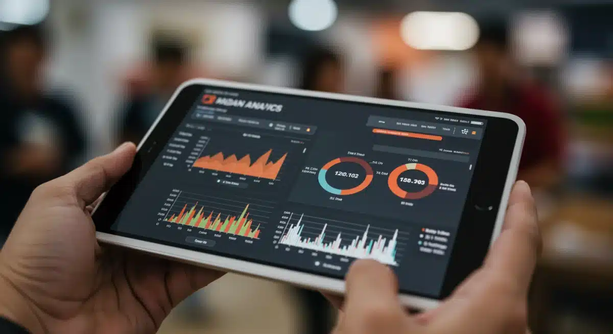 Mobile device displaying a real-time customer behavior analytics dashboard