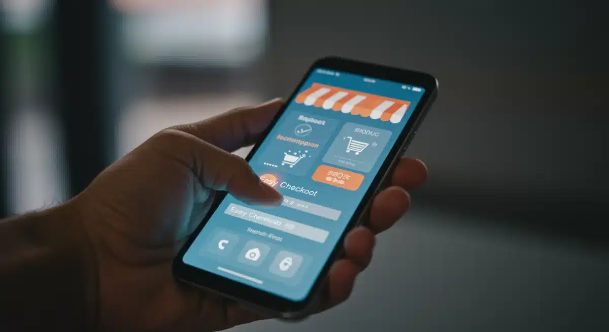 Hand holding smartphone interacting with personalized shopping app