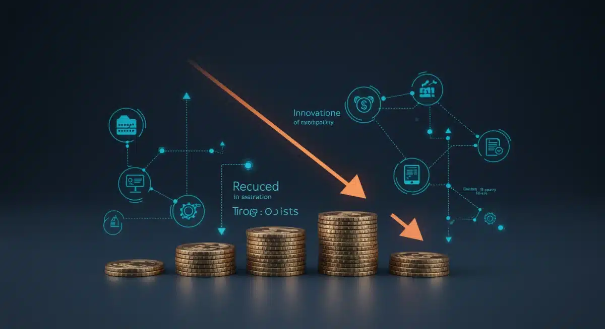 Infographic illustrating reduced transaction costs through innovation