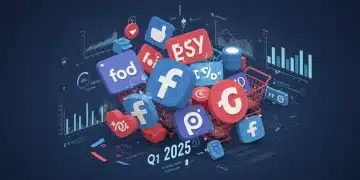 Social commerce platforms comparison for Q1 2025, featuring interconnected social media icons and shopping elements.