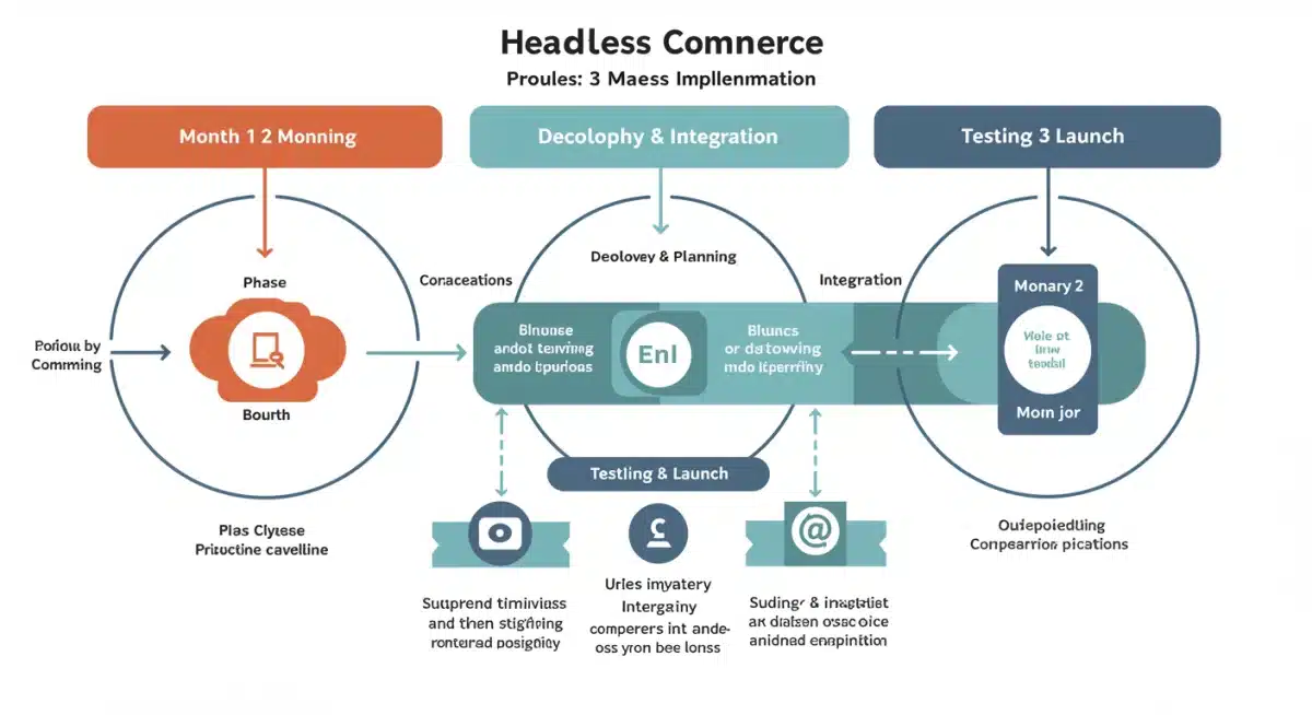 Three-month phased implementation timeline for headless commerce project