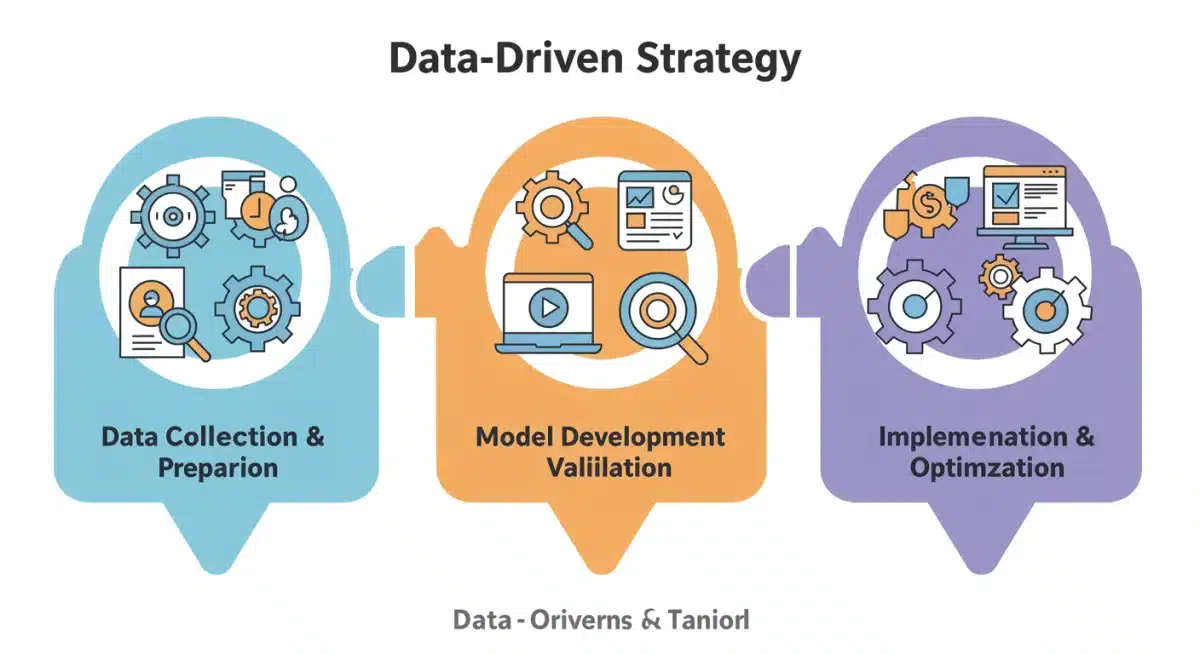 Infographic detailing a three-step data-driven strategy for e-commerce growth
