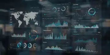 Futuristic dashboard showcasing US digital sales data visualization trends for 2025