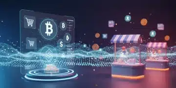 Web3's E-commerce Impact: Next 12 Months' Updates Futuristic e-commerce platform with Web3 technologies like blockchain and NFTs