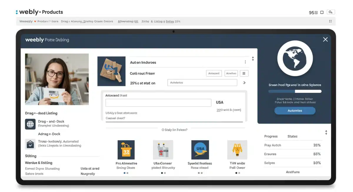 Redesigned Weebly product listing interface with simplified data entry for US businesses.
