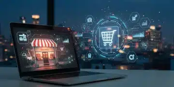 Wix e-commerce platform interface on a laptop, showcasing advanced features for US store management in 2025.