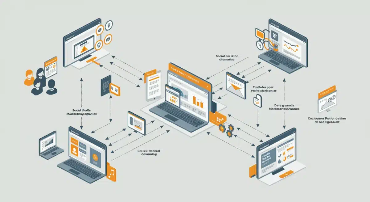 Infographic depicting Wix's integrated marketing and sales channels for e-commerce success.