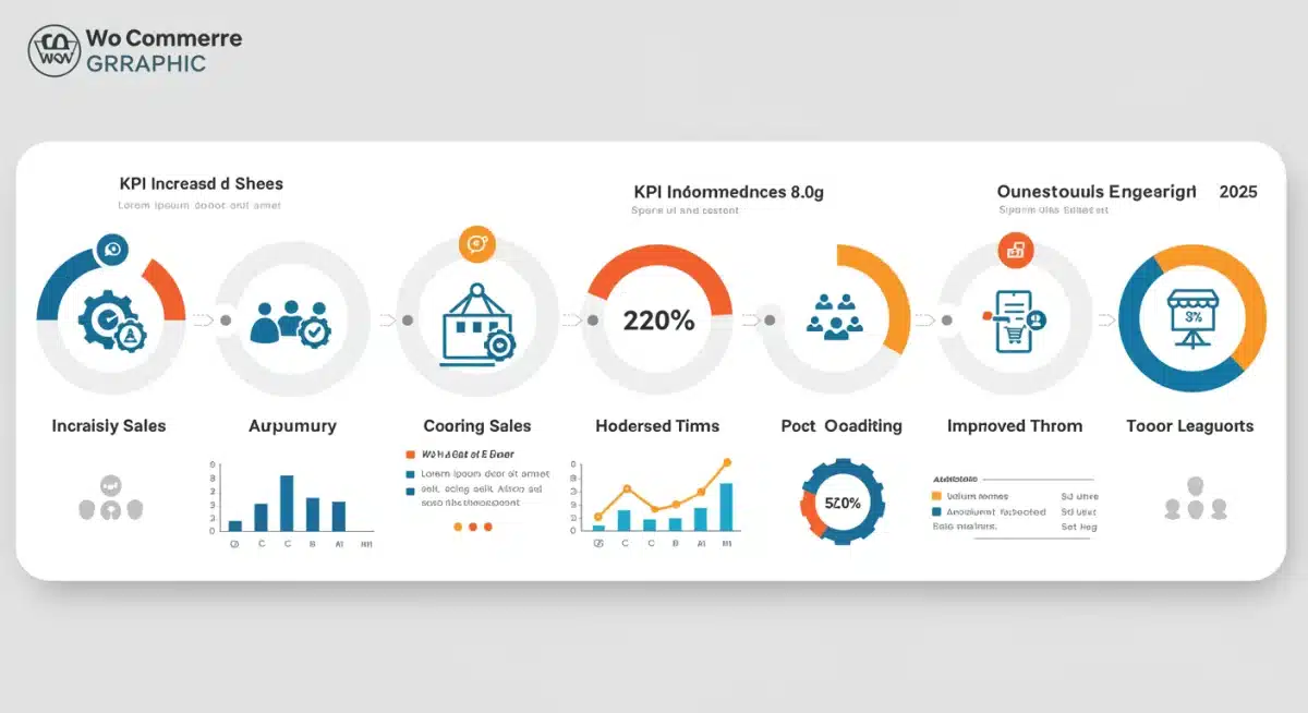 Infographic showing e-commerce KPIs improving with WooCommerce 8.0 update.